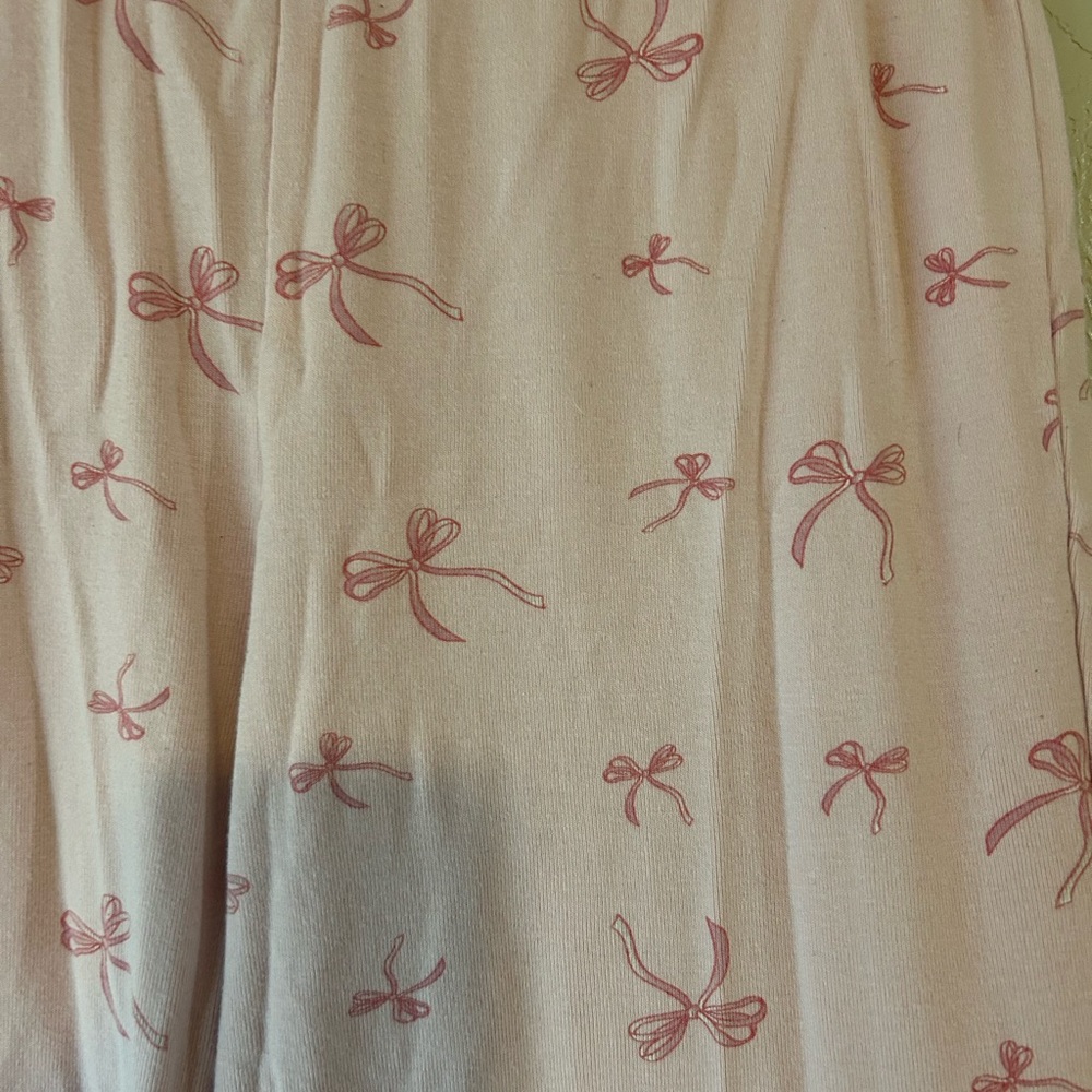 Love Peace & Lazy Days Baby Pink Bow Coquette Girly 100% Cotton Pajama Pants XS - Picture 4 of 7